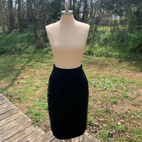 Vintage Wool Sequin Pencil Skirt - Picture 2 of 12